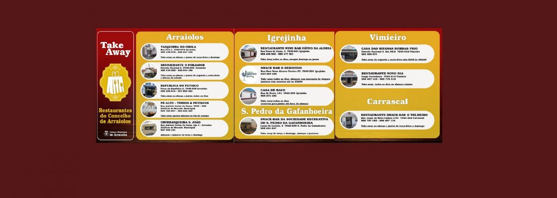 Restaurantes em “take away” no concelho de Arraiolos