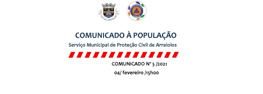 Serviço Municipal de Proteção Civil de Arraiolos – Comunicado