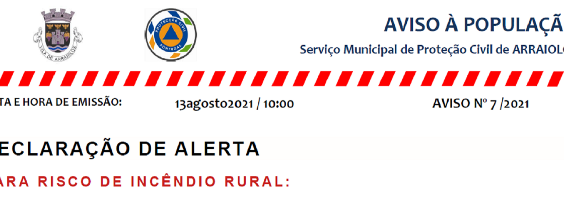 Declaração de alerta para risco de incêndio rural