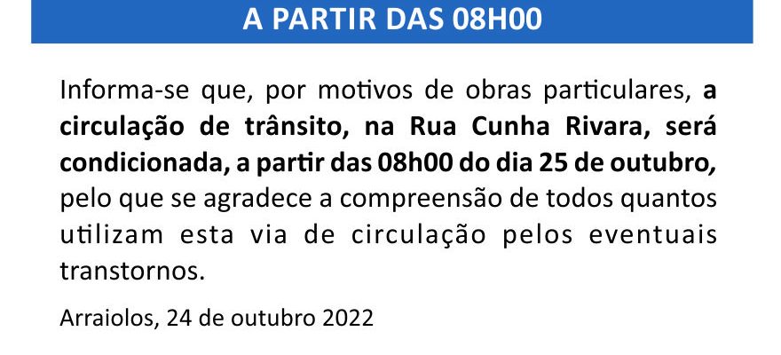 Informação – Trânsito condicionado
