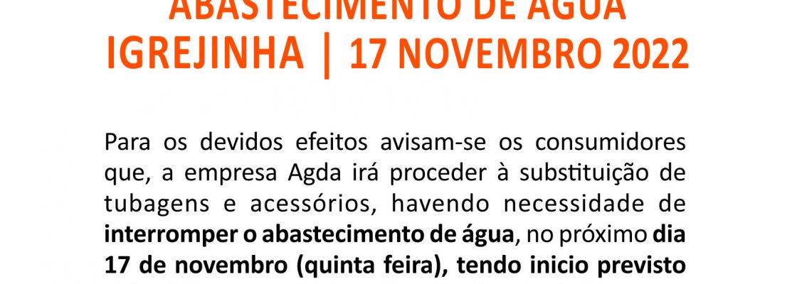 Igrejinha Interrupção de abastecimento água