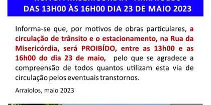 Arraiolos – Trânsito proibido 23/05/2023