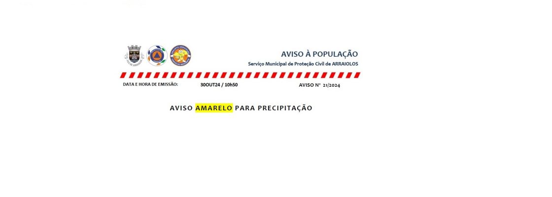 AVISO AMARELO PARA PRECIPITAÇÃO – MEDIDAS PREVENTIVAS