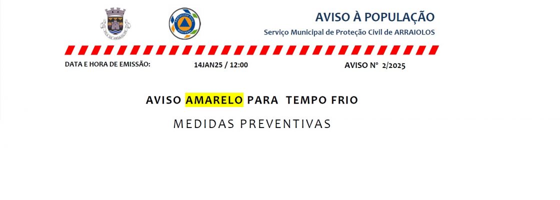 AVISO AMARELO para TEMPO FRIO