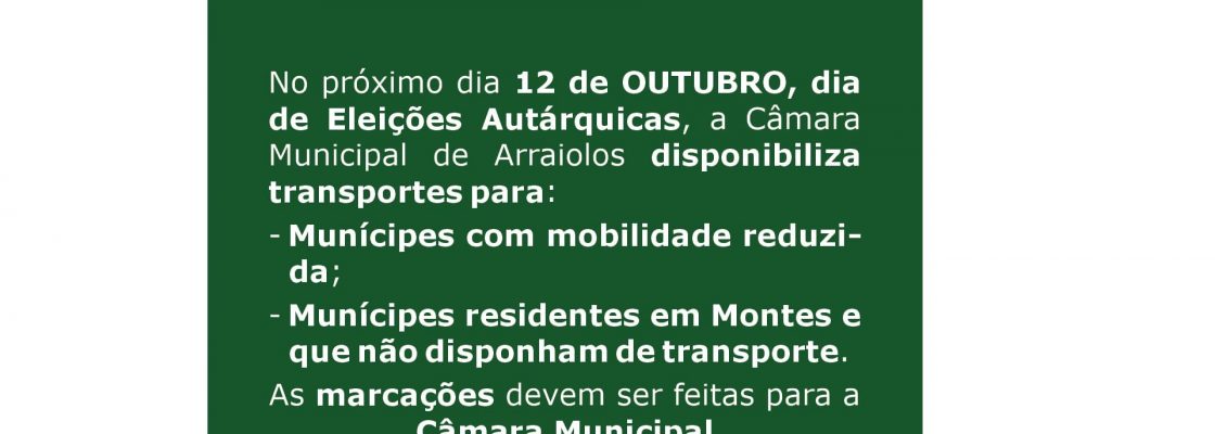 Marcação de Transporte | Eleições Autárquicas 2025